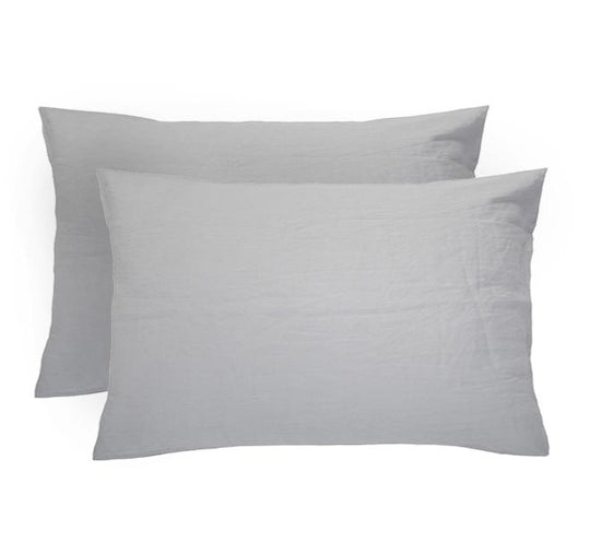 French Linen Standard Pillowcase Pair Silver