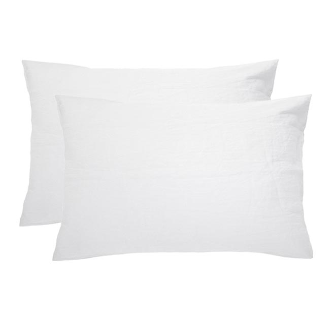 French Linen Standard Pillowcase Pair Snow