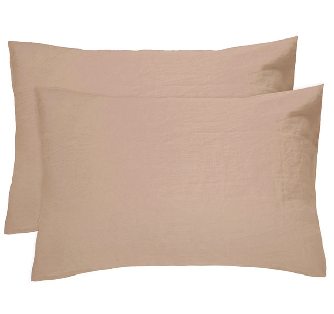 French Linen Standard Pillowcase Pair Tea Rose