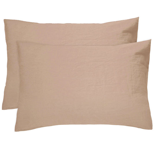 French Linen Standard Pillowcase Pair Tea Rose