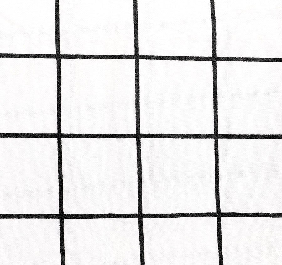 Grid Printed Flannelette Cotton Quilt Cover Set Range Black