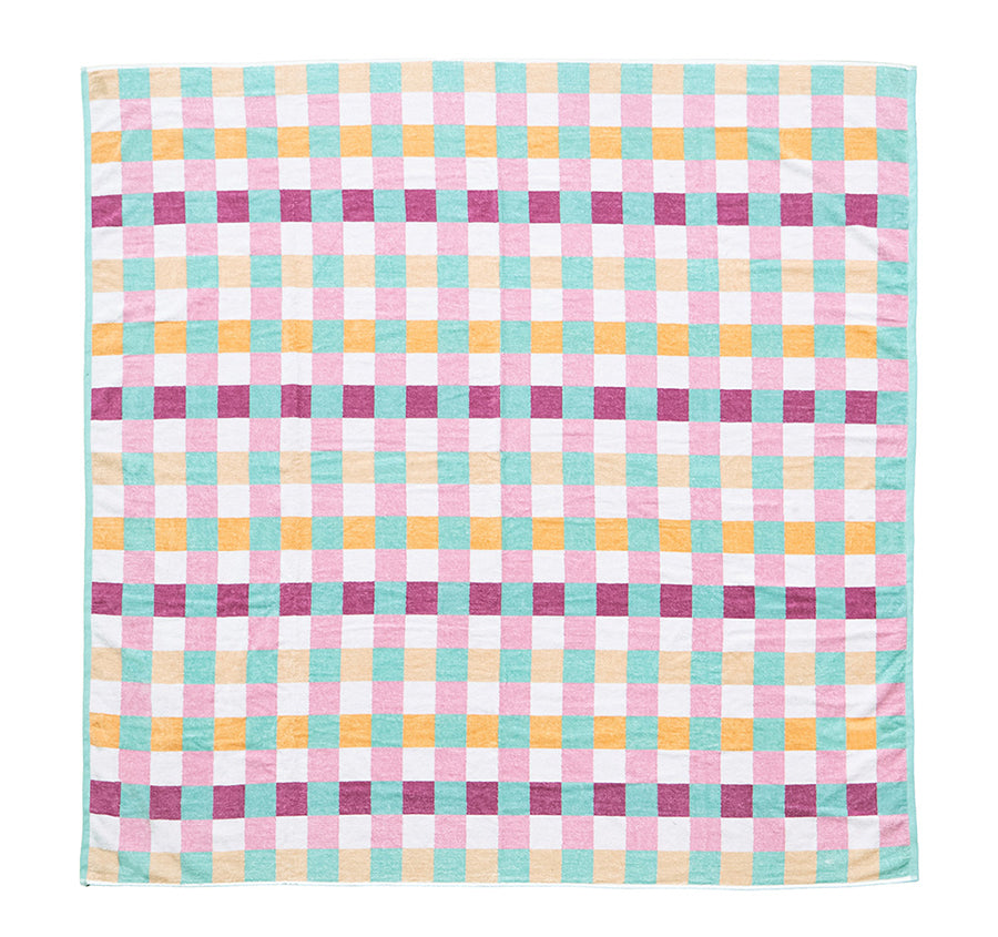 Jacquard 170x170cm Beach Blanket Sorbet Check