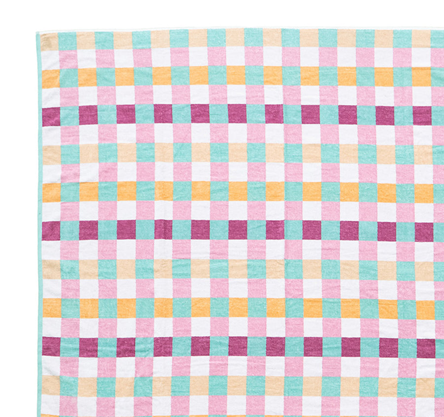 Jacquard 170x170cm Beach Blanket Sorbet Check