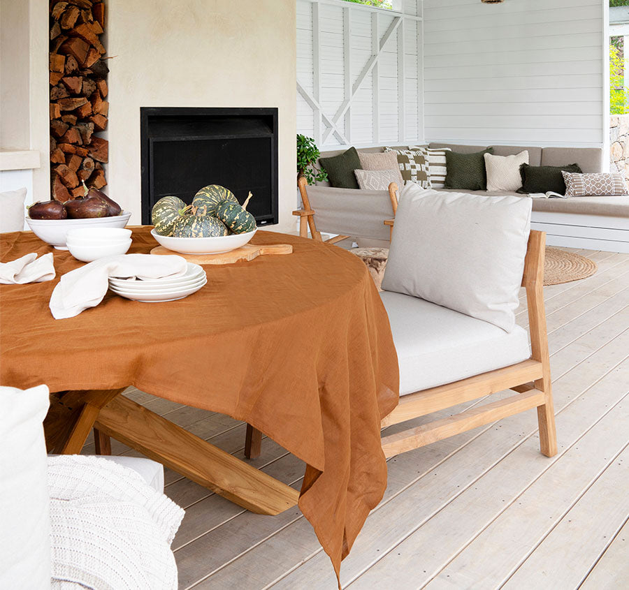 French Linen 150x275cm Tablecloth Hazel