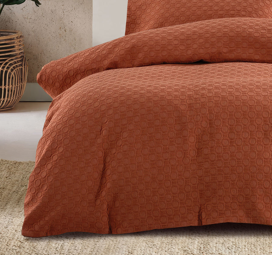 Luna Quilt Cover Set Range Rust