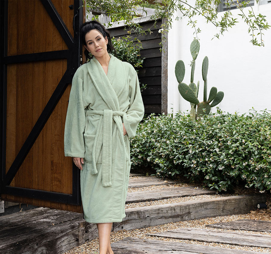 Microplush Bathrobe Range Sage – Manchester Warehouse