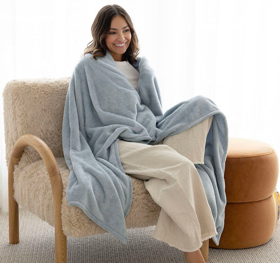 Microplush 130x170cm Throw Rug Steel Blue