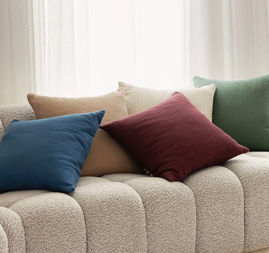 Milo Waffle 50x50cm Filled Cushion Ocean
