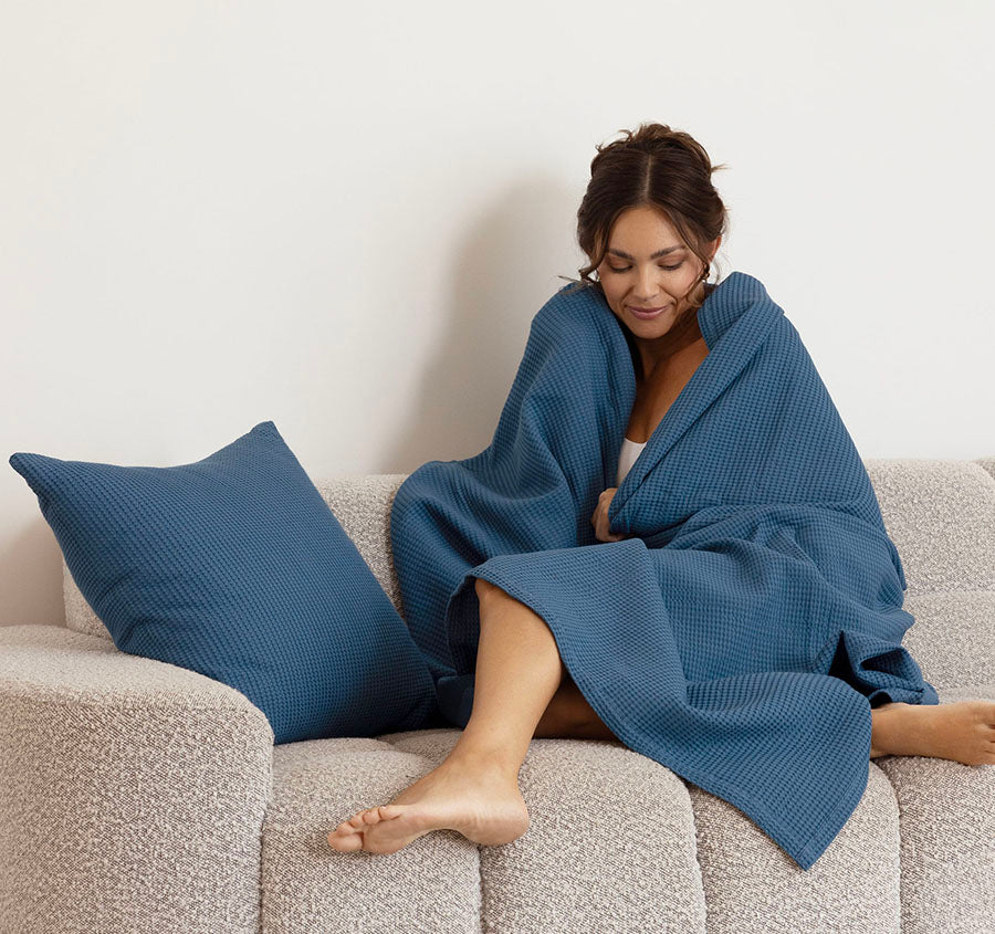 Milo Waffle 130x200cm Throw Rug Ocean