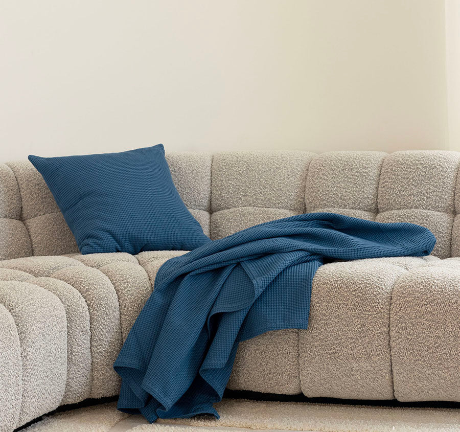 Milo Waffle 50x50cm Filled Cushion Ocean