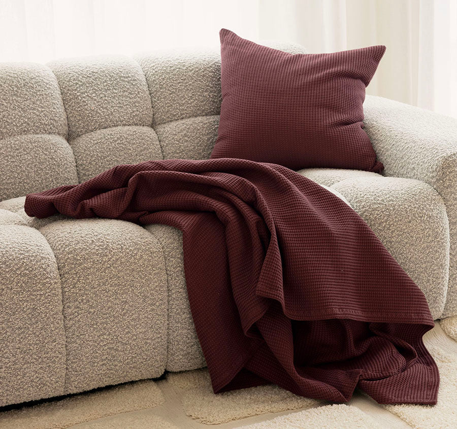 Milo Waffle 130x200cm Throw Rug Sangria