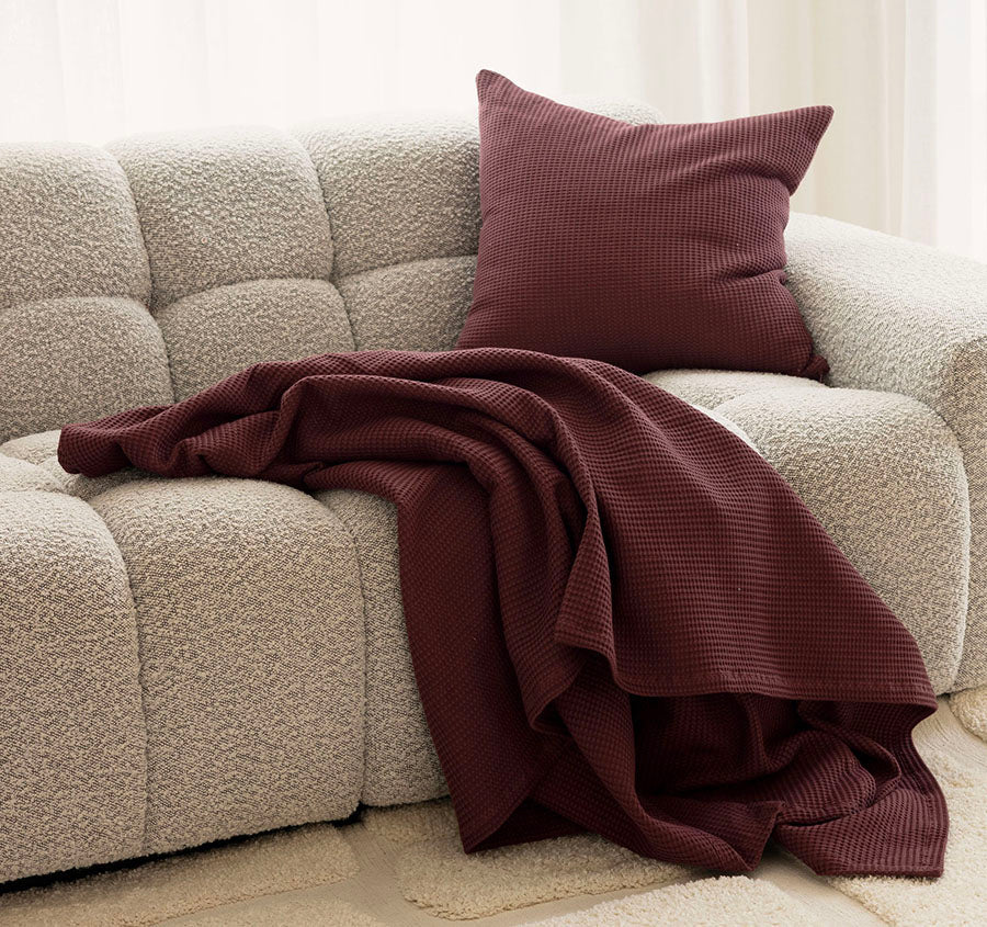 Milo Waffle 50x50cm Filled Cushion Sangria