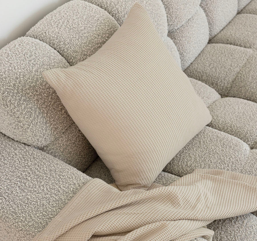 Milo Waffle 50x50cm Filled Cushion Stone