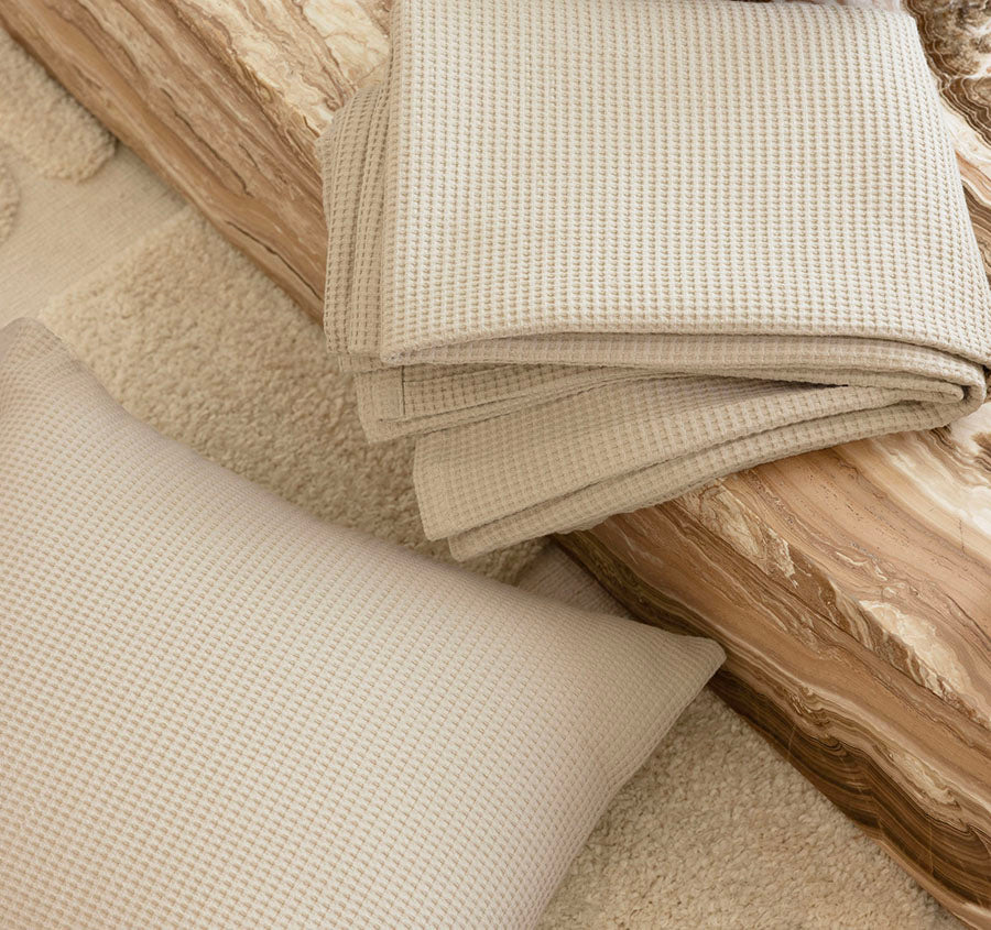 Milo Waffle 50x50cm Filled Cushion Stone