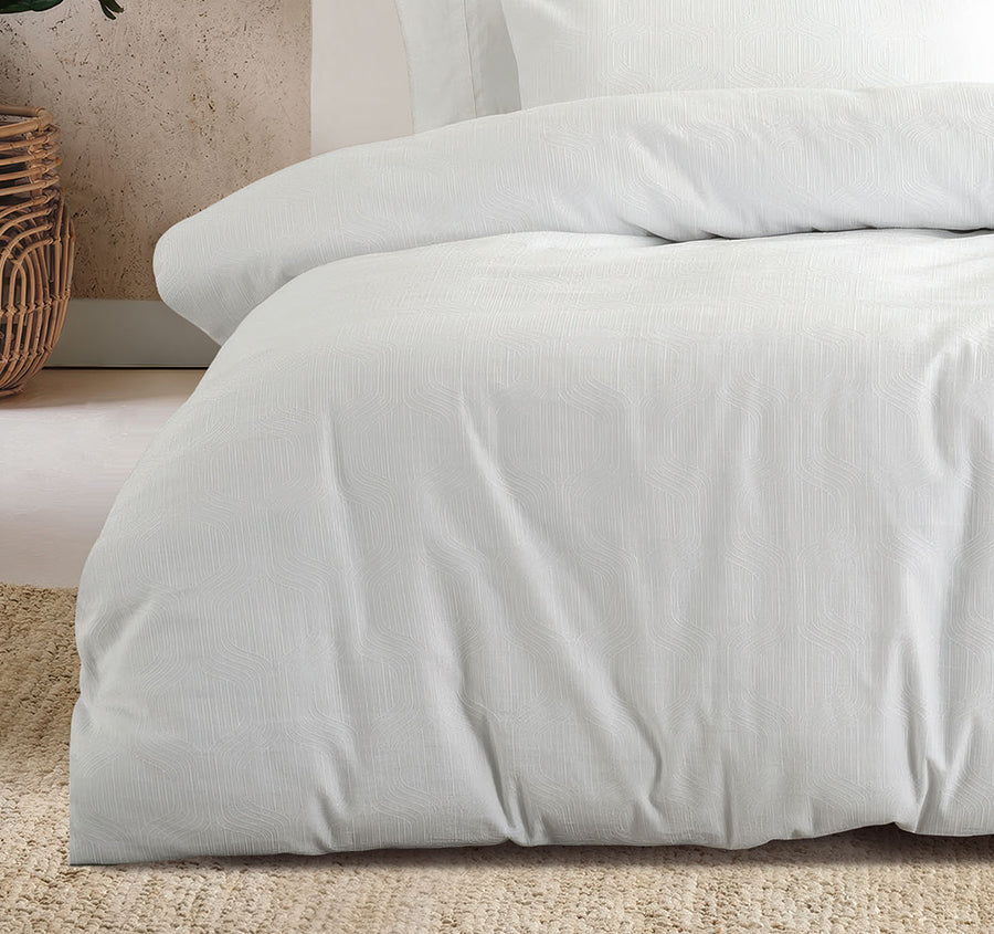 Ogee Quilt Cover Set Range White