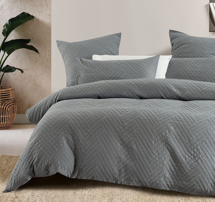Panama Quilt Cover Set Range Steel