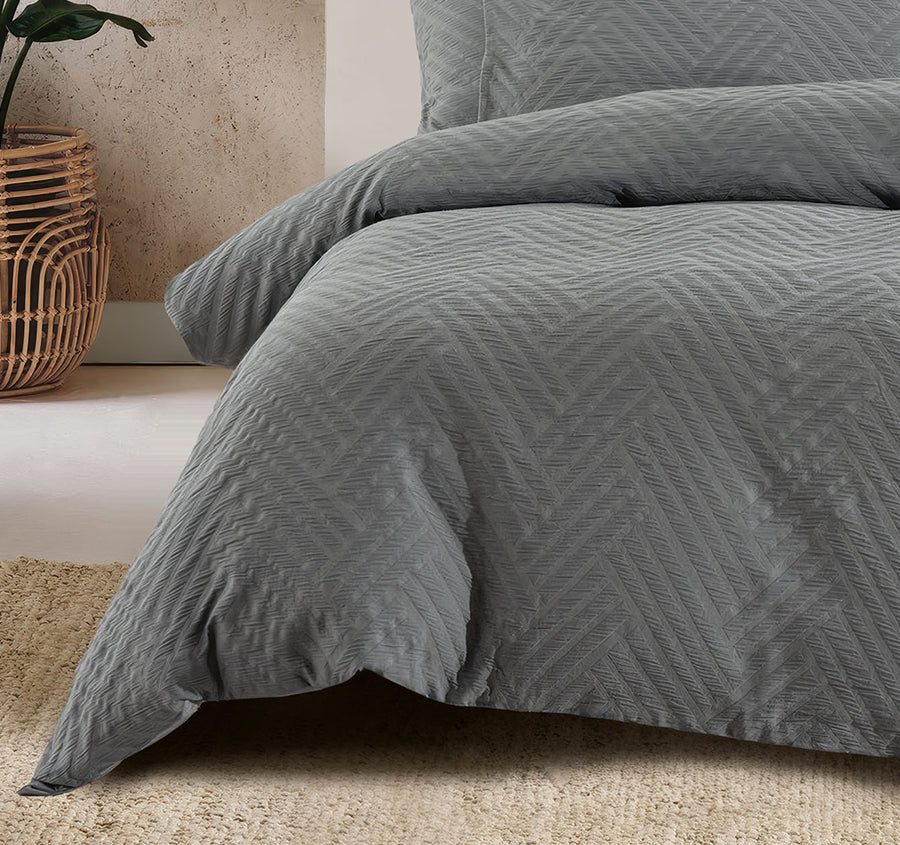 Panama Quilt Cover Set Range Steel