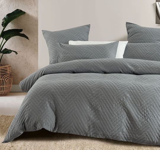 Panama Quilt Cover Set Range Steel