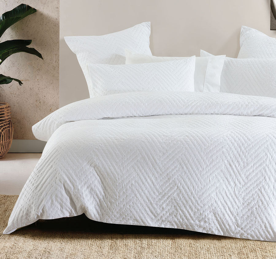 Panama Quilt Cover Set Range White
