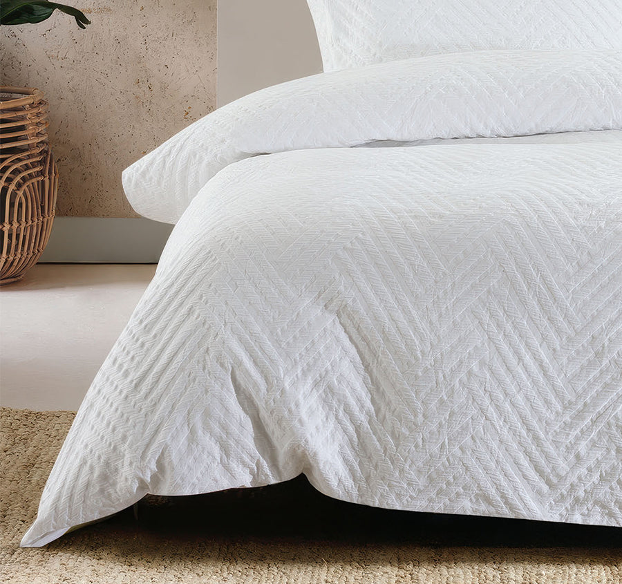 Panama Quilt Cover Set Range White