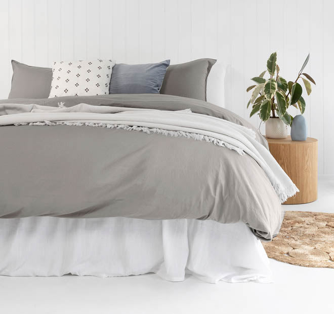 Temple Organic Cotton Quilt Cover Set Range Grey