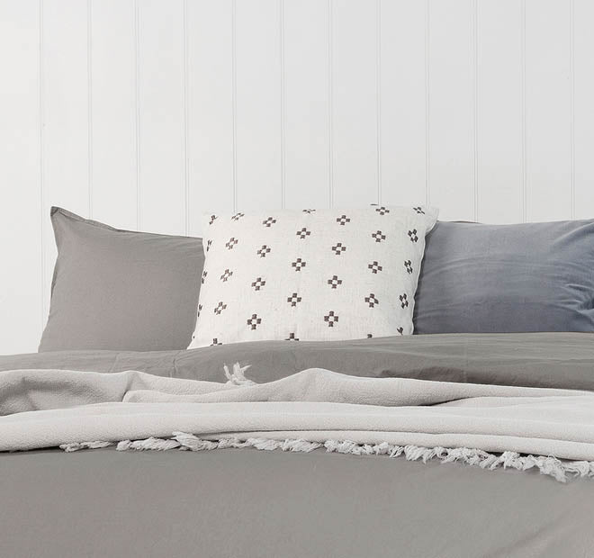 Temple Organic Cotton Quilt Cover Set Range Grey