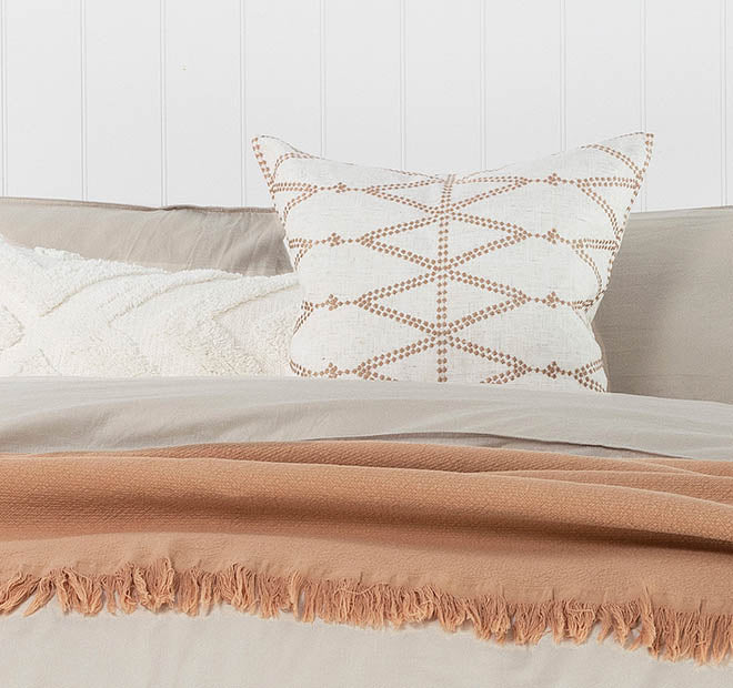 Temple Organic Cotton Quilt Cover Set Range Pebble