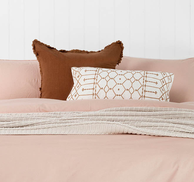 Temple Organic Cotton Quilt Cover Set Range Rosewater