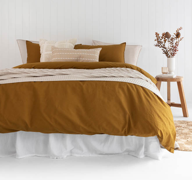Temple Organic Cotton Quilt Cover Set Range Tobacco