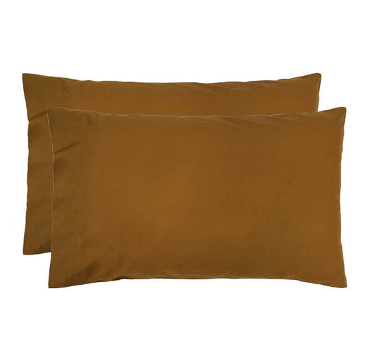 Temple Organic Cotton Standard Pillowcase Pair Tobacco