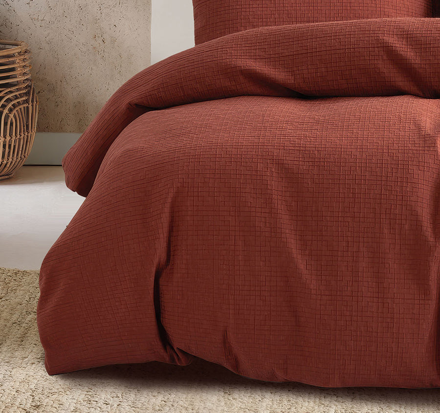 Trellis Quilt Cover Set Range Brick