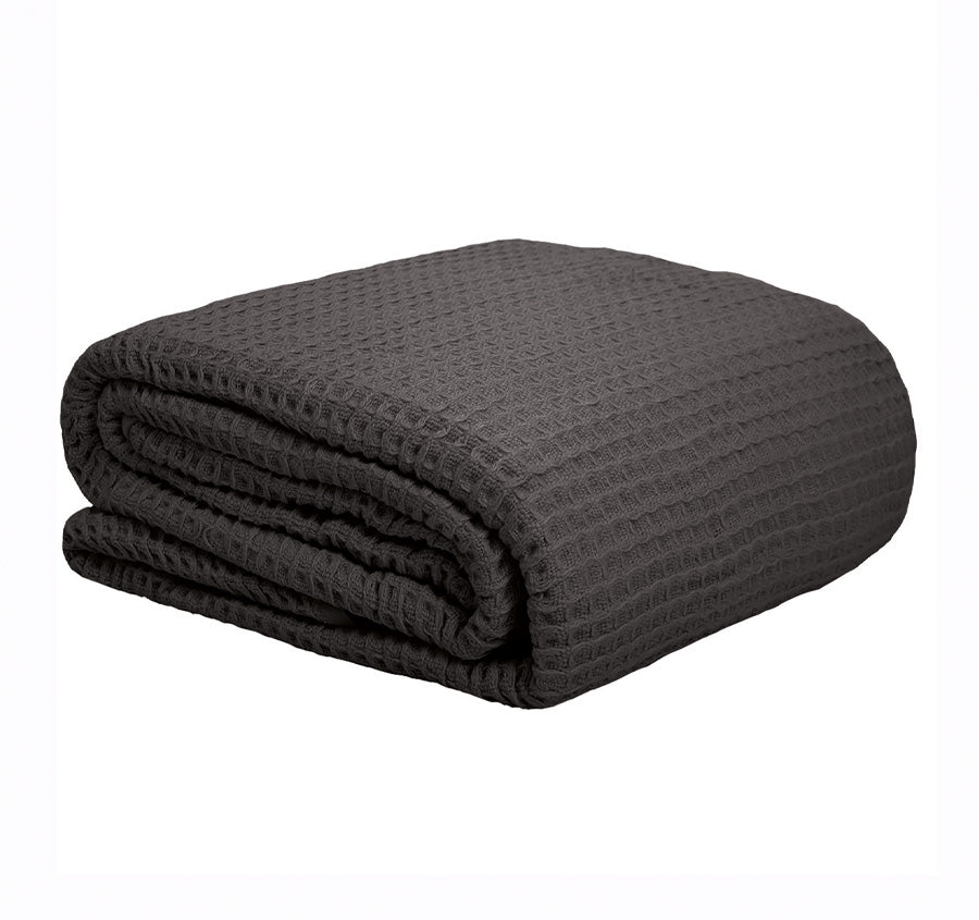 Waffle Weave Blanket Range Charcoal