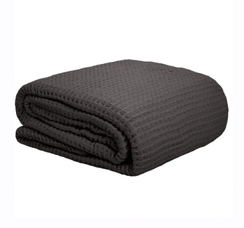 Waffle Weave Blanket Range Charcoal