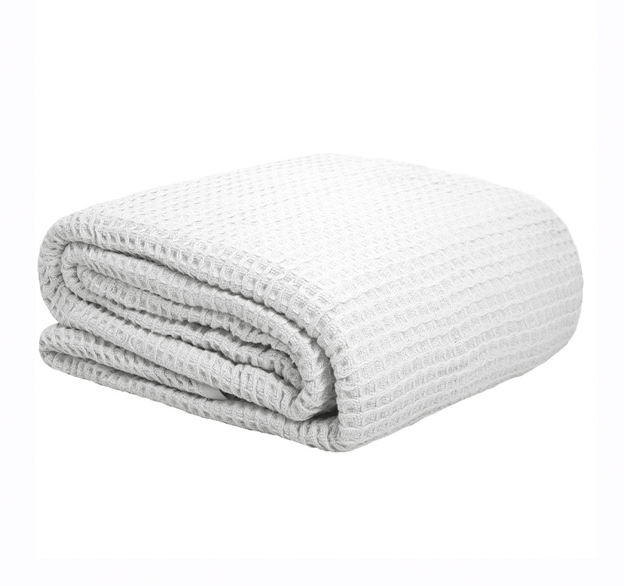 Waffle Weave Blanket Range White