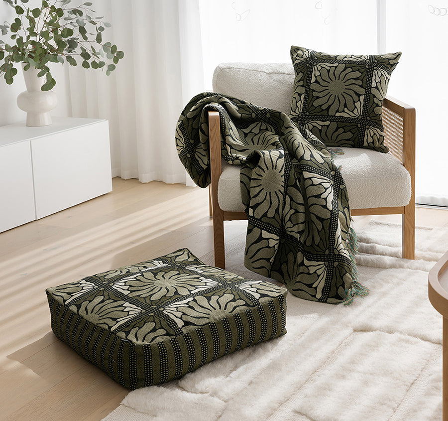 Zinnia 55x55x15cm Filled Floor Cushion Moss