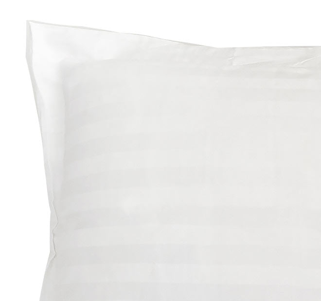 Chateau Satin Stripe Polyester Cotton Standard Pillowcase White
