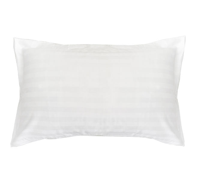 Chateau Satin Stripe Polyester Cotton Standard Pillowcase White