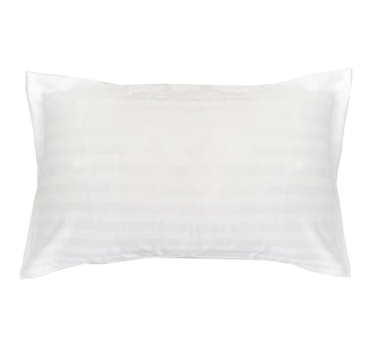 Chateau Satin Stripe Polyester Cotton Standard Pillowcase White
