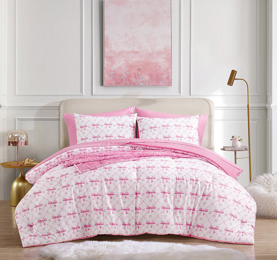 Festive Bow Trellis 8 Piece Bed In A Bag Comforter Set