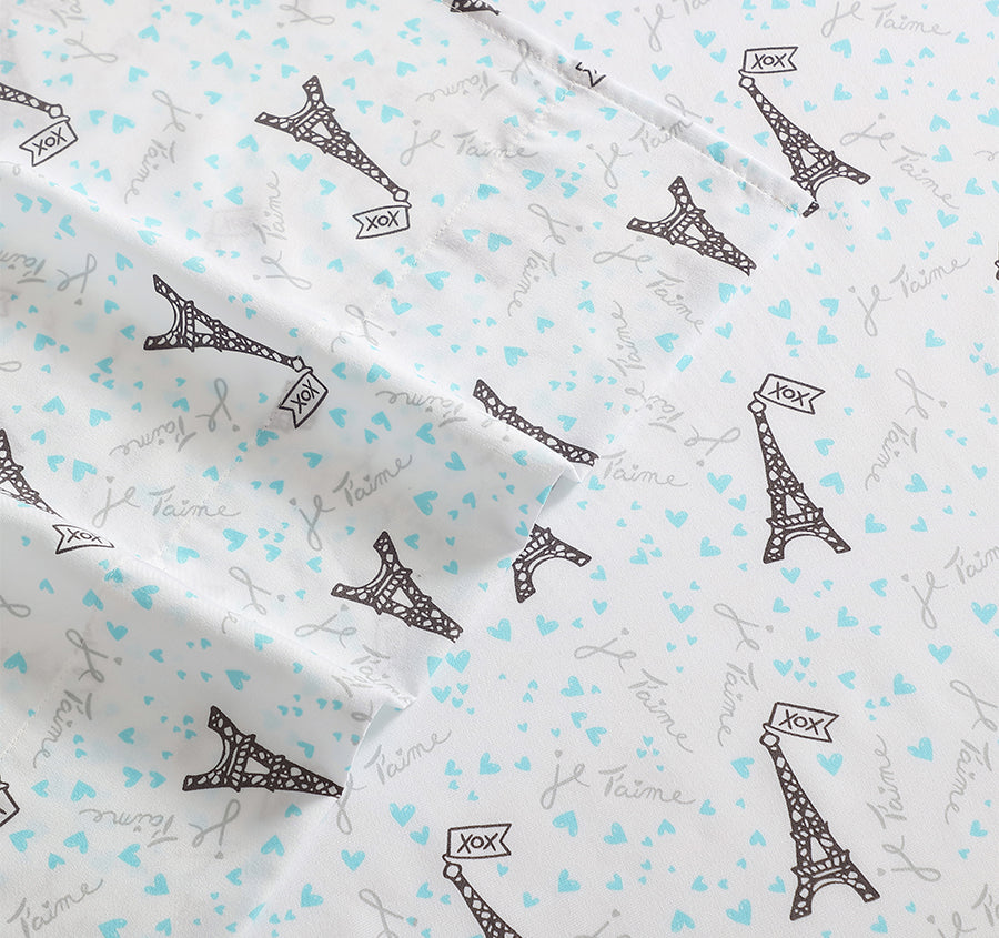 Je Taime Paris Sheet Set Range Blue