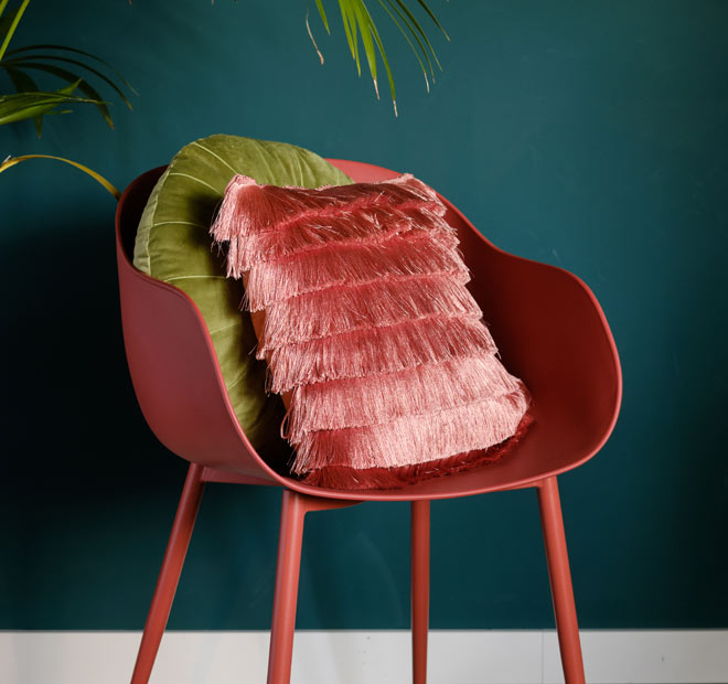 Fringy 40x40cm Filled Cushion Coral