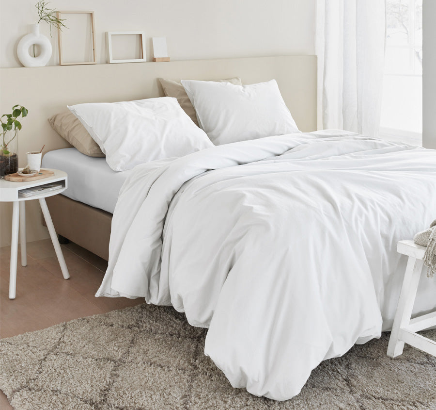 Organic Cotton Quilt Cover Set Range White