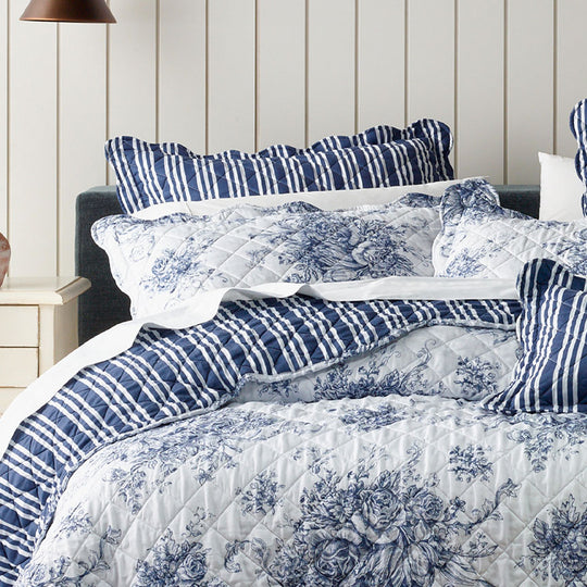 Amorette 5-7 Piece Bedspread Set Range Blue