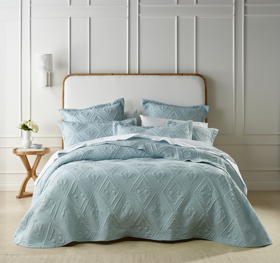 Aspen Bedspread Set Range Sky Blue