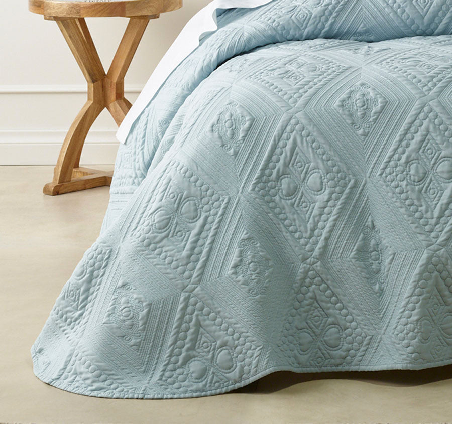 Aspen Bedspread Set Range Sky Blue