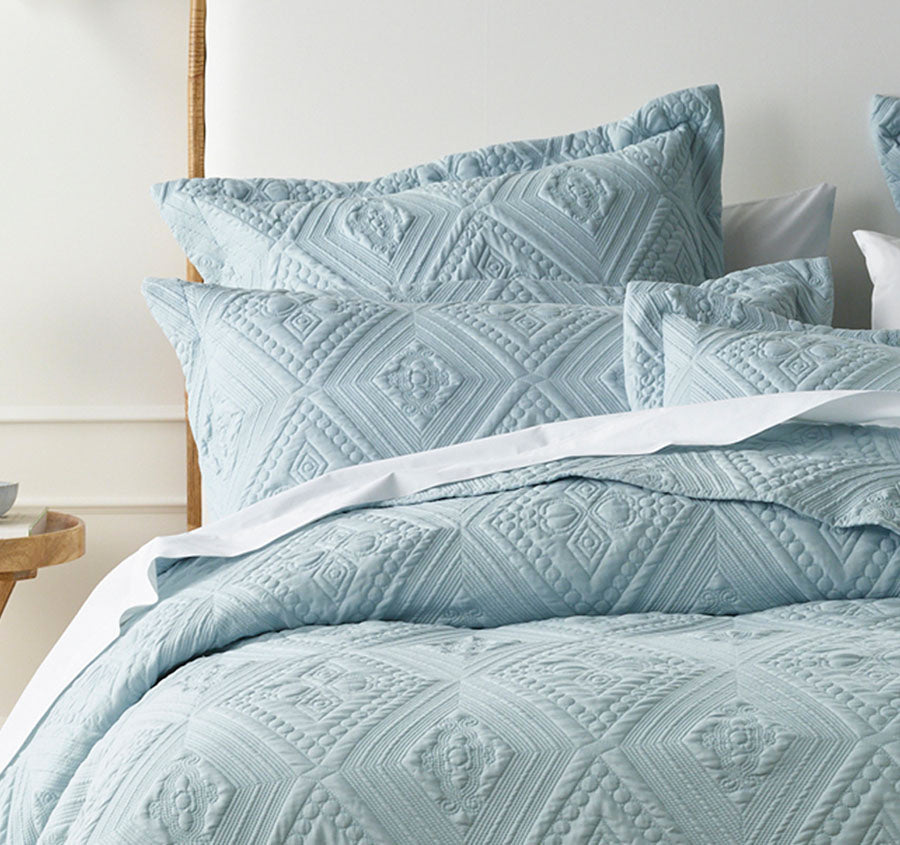 Aspen Bedspread Set Range Sky Blue