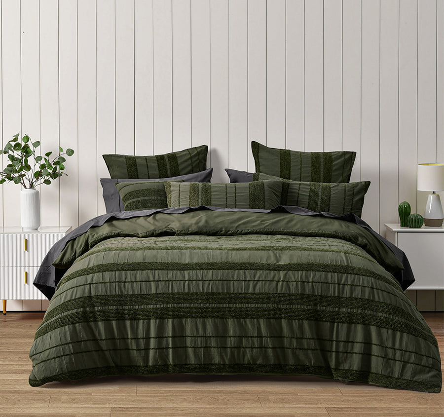 Avery Quilt Cover Set Range Forest Green