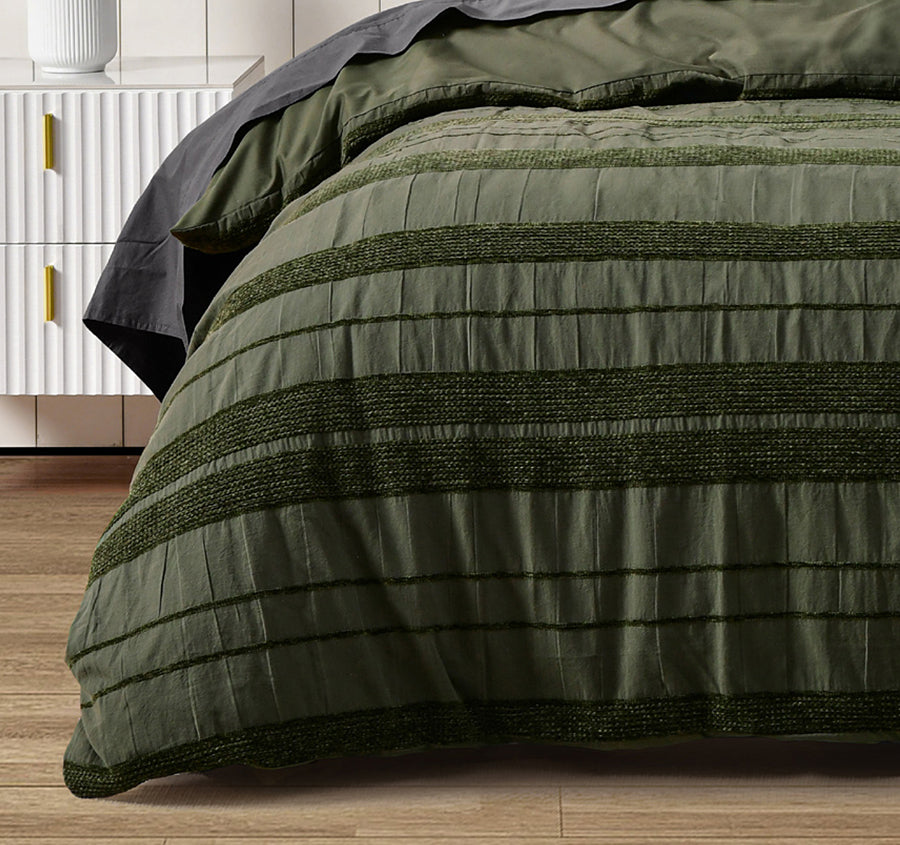 Avery Quilt Cover Set Range Forest Green