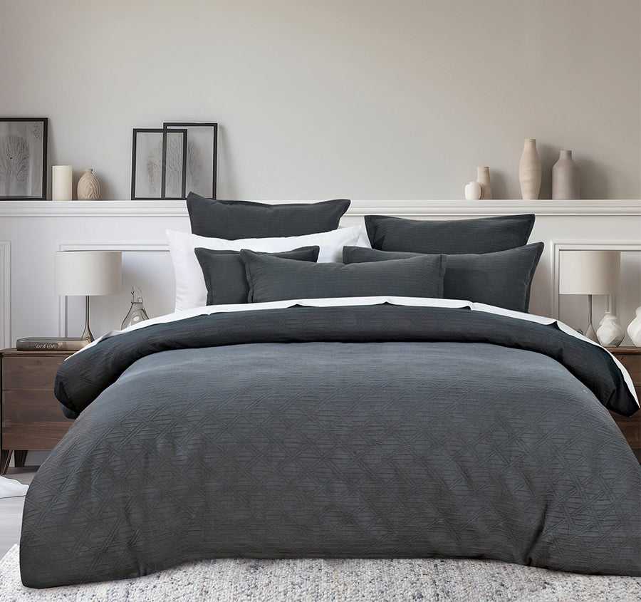 Hallston Quilt Cover Set Range Charcoal