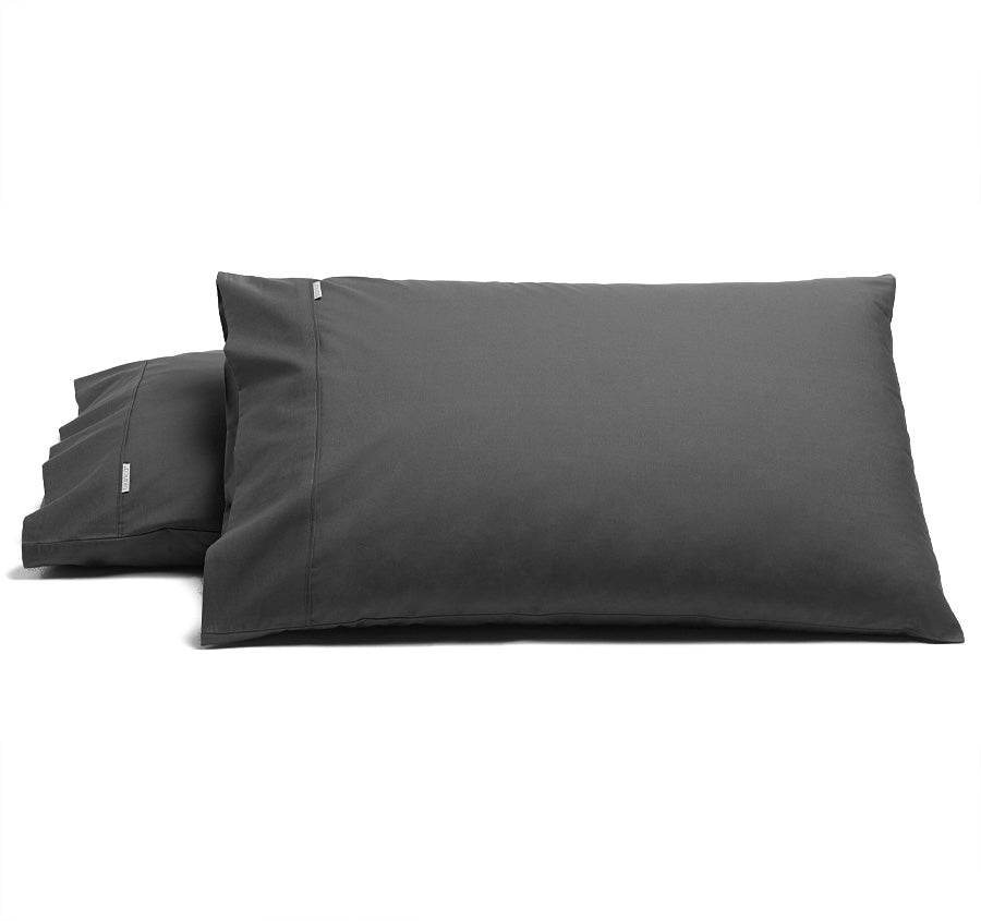 Heston 300THC Cotton Percale Standard Pillowcase Pair Charcoal